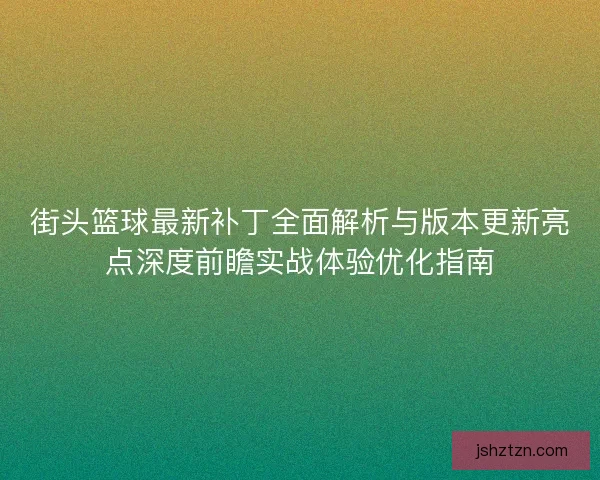 街头篮球最新补丁全面解析与版本更新亮点深度前瞻实战体验优化指南