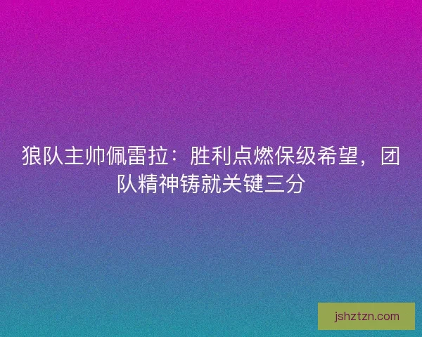 狼队主帅佩雷拉：胜利点燃保级希望，团队精神铸就关键三分